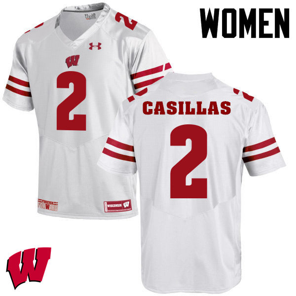Wisconsin Badgers Women's #2 Jonathan Casillas NCAA Under Armour Authentic White College Stitched Football Jersey ET40Z62OQ